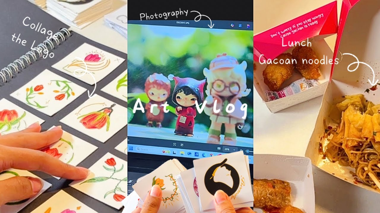 Cozy Art Vlog 🎨 Eps. 002 ; Photography results | Collage & Logo Assignmet | Lunch with noodles