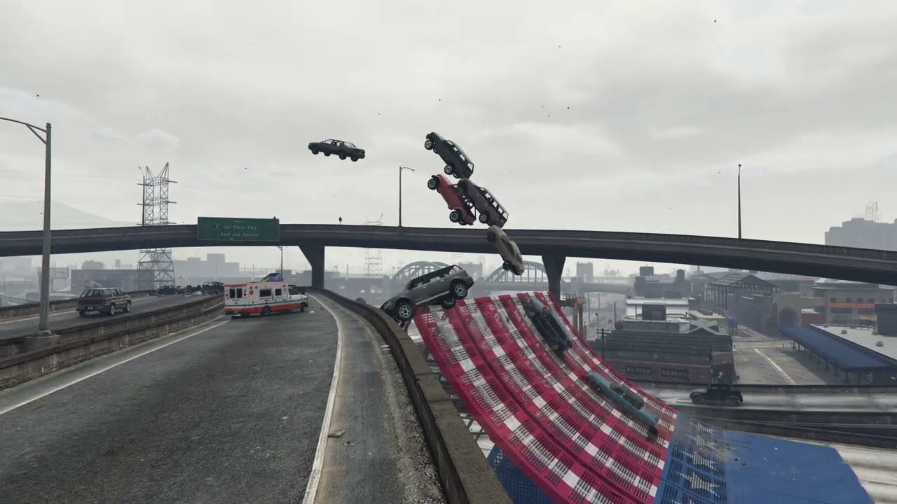 GTA 5 - Big ramp on highway - NPC Troll! #gta  #gta5  #ViralVideos #gaming