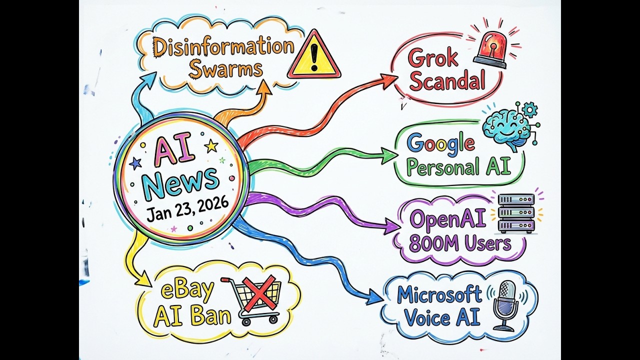 AI News Jan 23, 2026: Disinformation Swarms, Grok Scandal, & Google's Personal AI |
