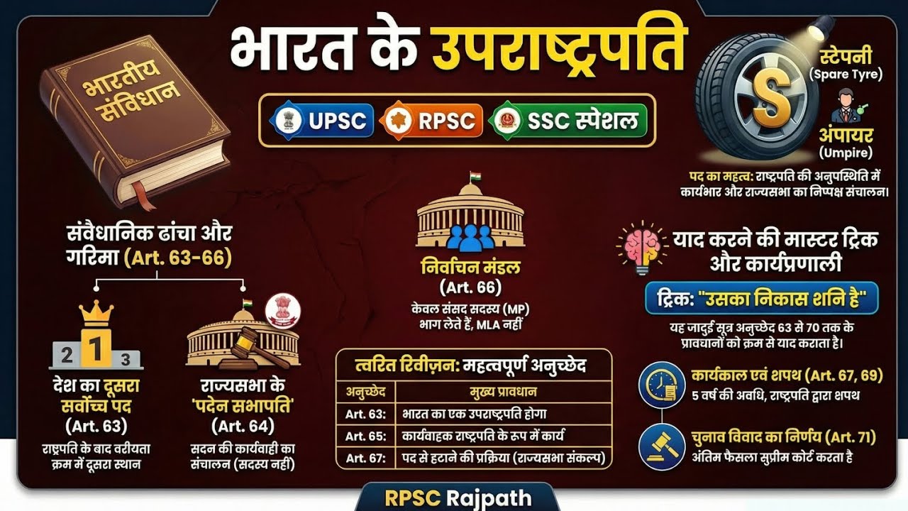 Vice President of India (Articles 63–71)|भारत का उपराष्ट्रपति lMemorize in One TricklBY RPSC RAJPATH