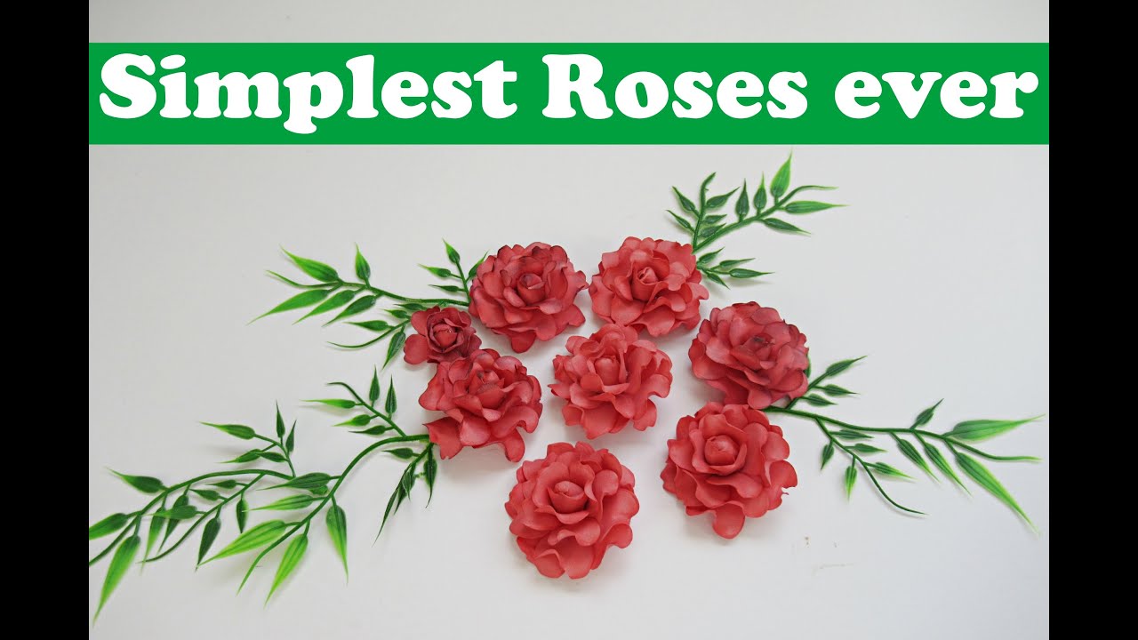 🌹Simplest foamiran roses🌹 #ladyedesign