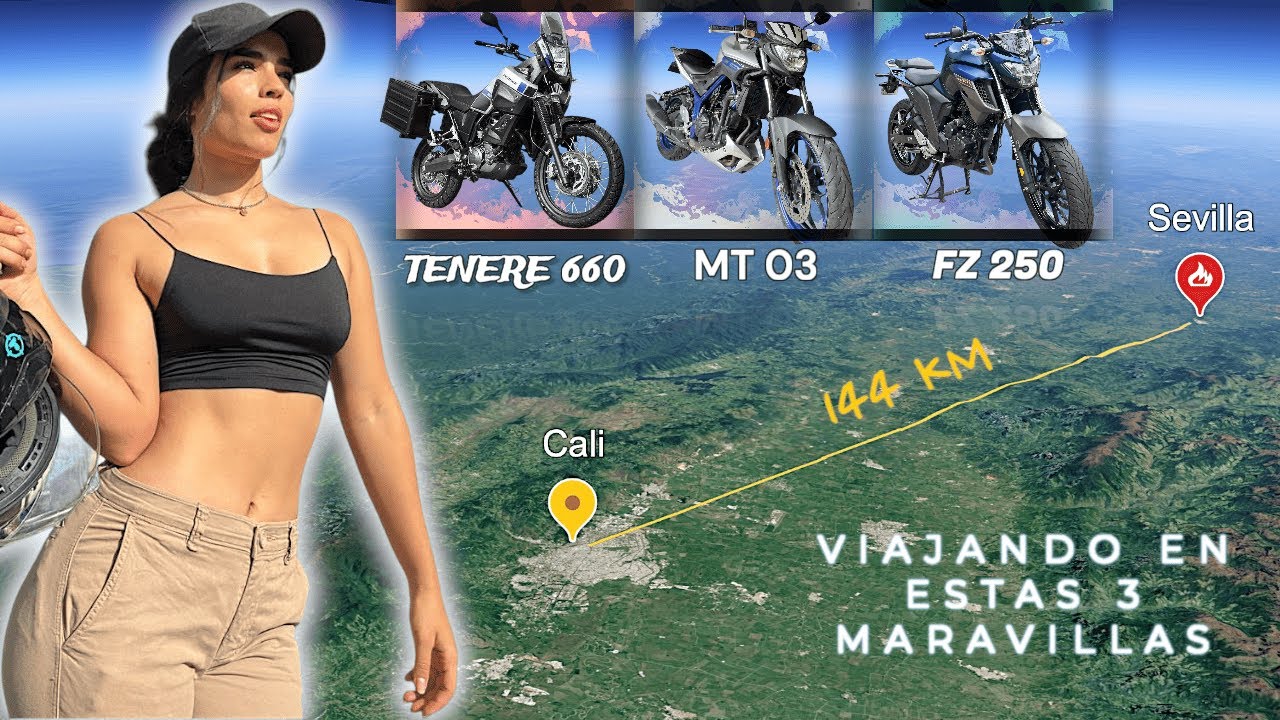 VIAJANDO EN 3 MOTOS DIFERENTES DE CALI A SEVILLA 144 km (tenere 660 - fz 250 - mt 03)