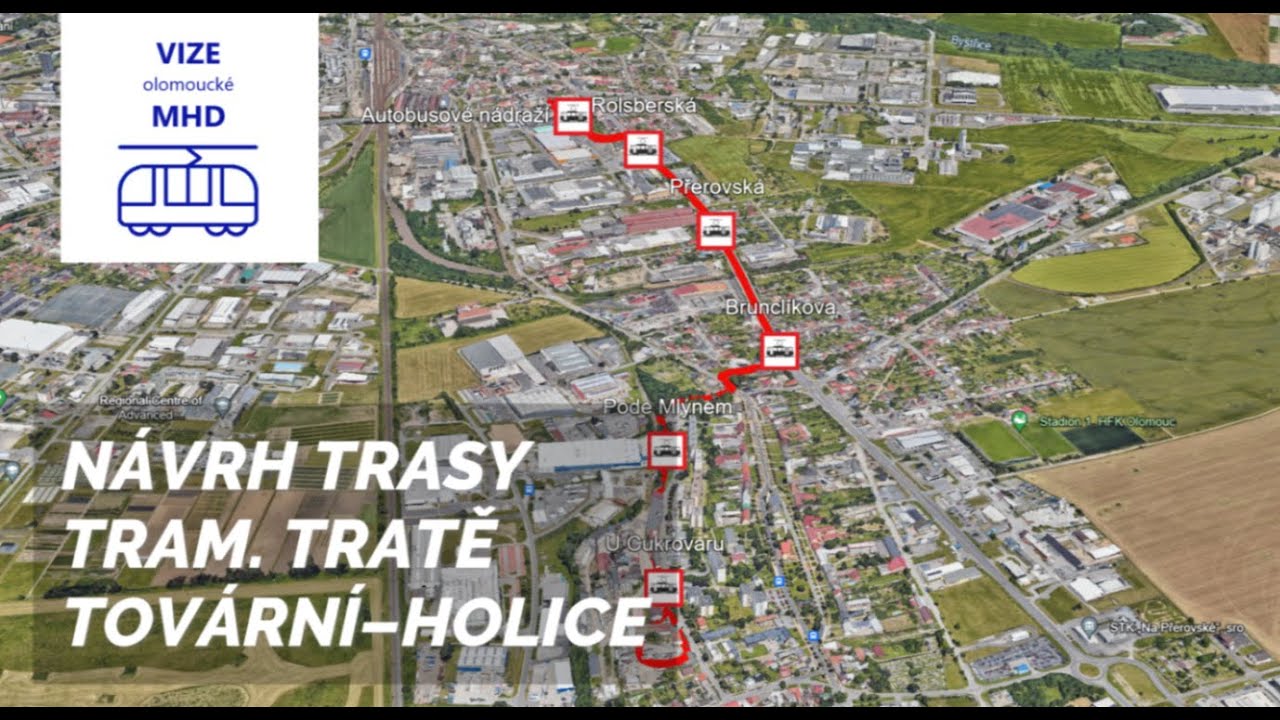 Tudy by mohla vést nová tramvajová trať do Holice v Olomouci 🚋