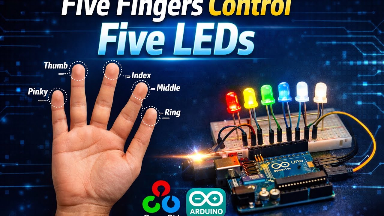 Five Fingers Control Five LEDs Using OpenCV and Arduino | Hand Gesture Project ​@robo_army_ 