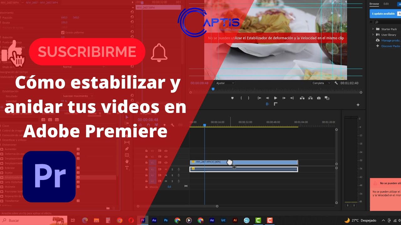 C&oacute;mo hacer que tus videos se vean profesionales en Adobe Premiere: Estabilizaci&oacute;n y Anidamiento
