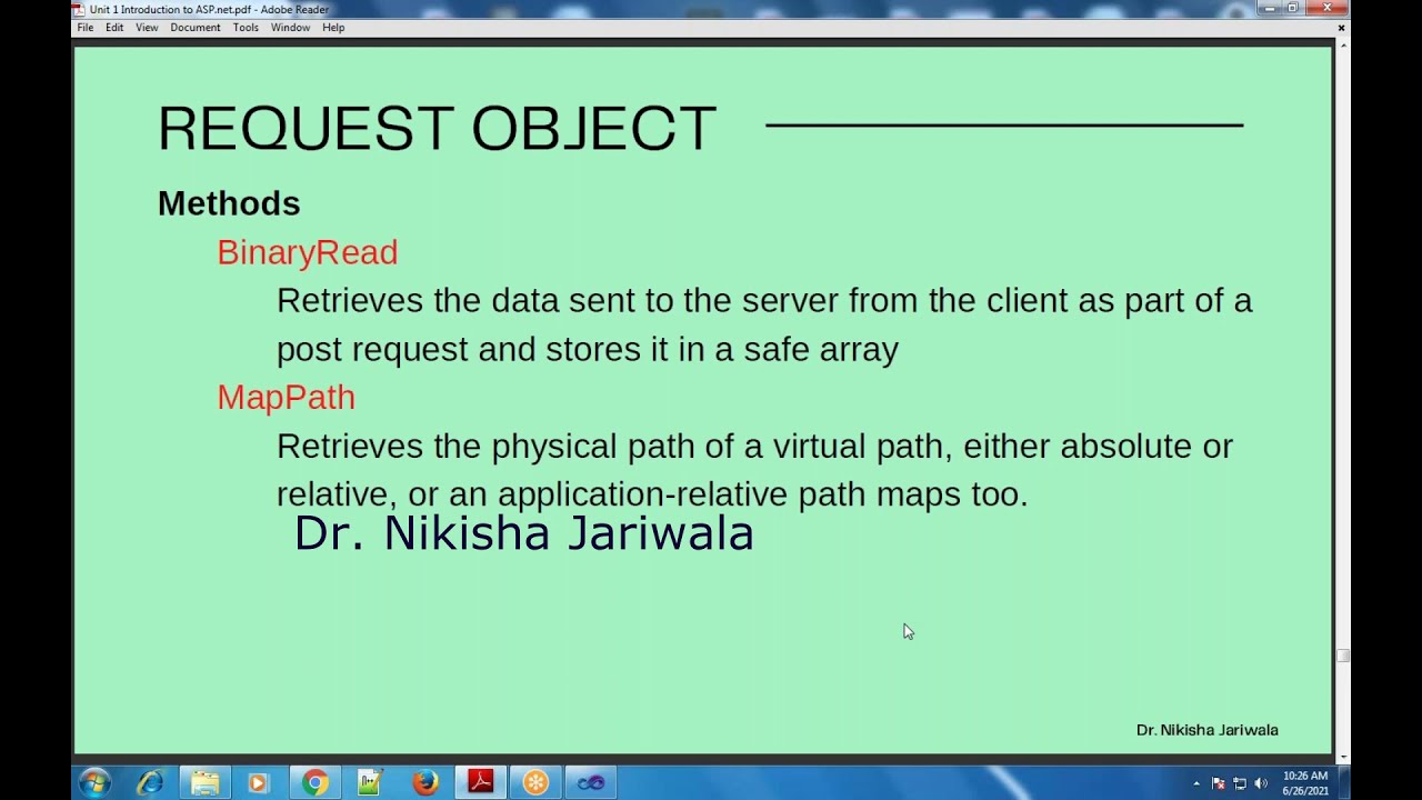 ASP.NET Lecture 06 (2) - Request Object | Properties | Methods | Concept | Theory | Hindi