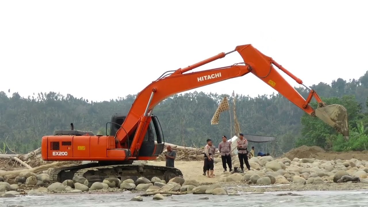 air keruk jalan batu keruk pasir beko mandi pasir air sungai