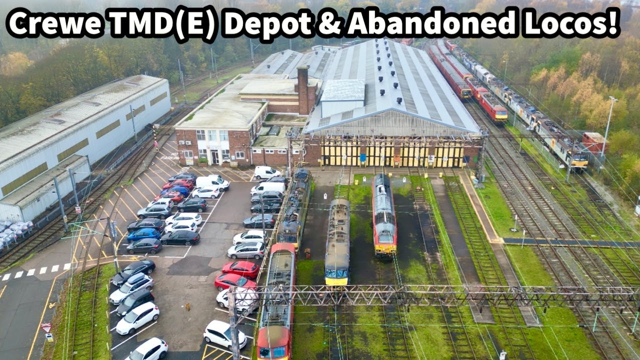 Aerial Views of Crewe TMD(E) Depot - Too Many ABANDONED LOCOS AGAIN..! Inc Stobart Rail livery!