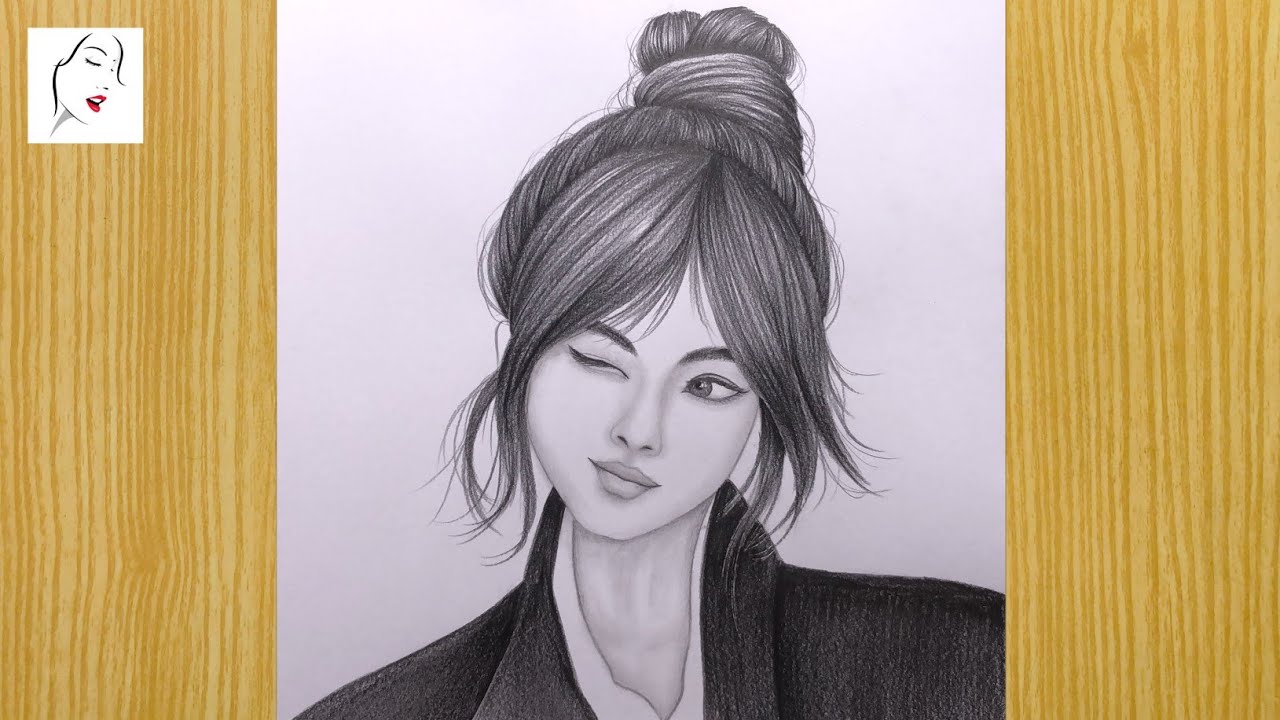 How to draw a Innucet Girl For Beginners | a Girl Face Drawing | Sketch of a Girl | The Crazy Sketch