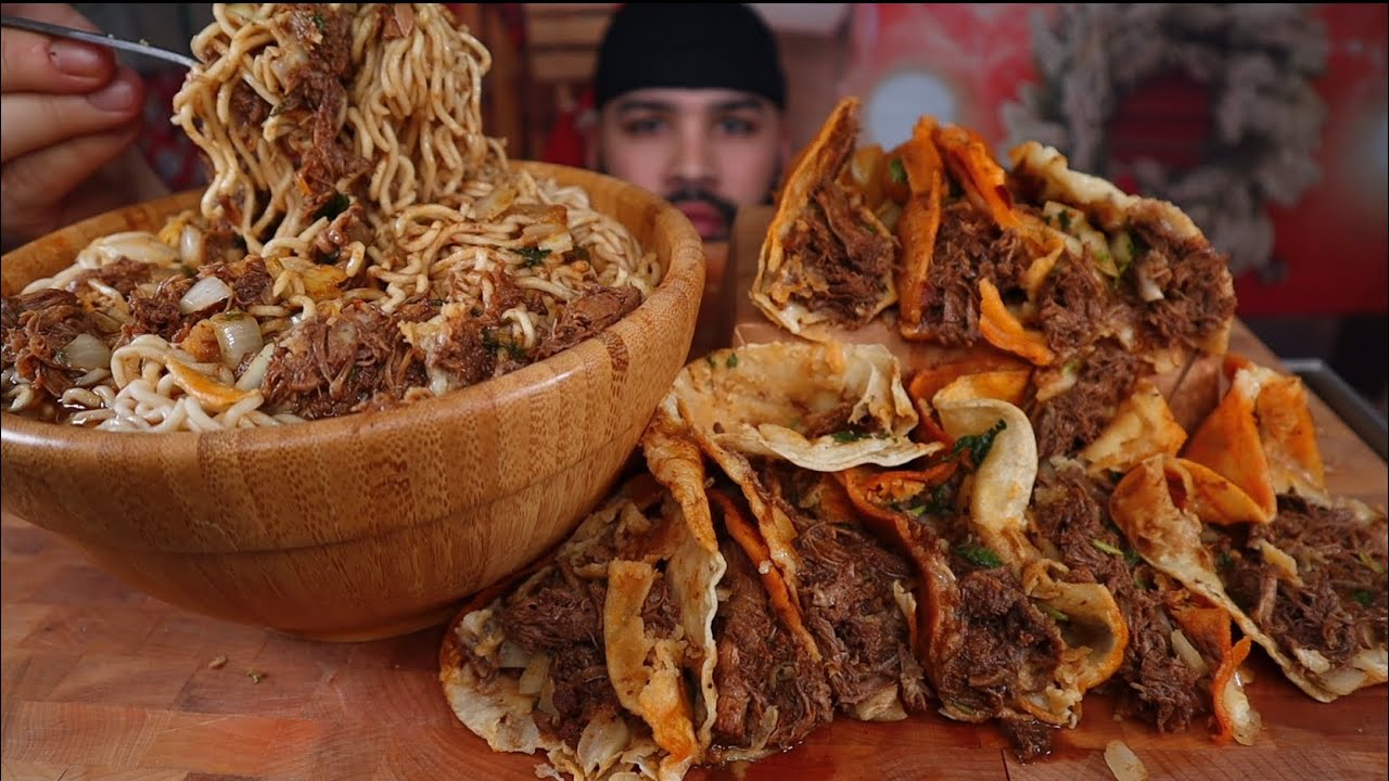 ASMR Birria Tacos & Birria Ramen Mukbang