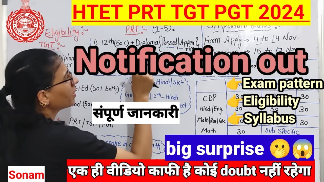 HTET 2024 notification out | Eligibility/exam pattern/syllabus by teaching goals| HTET 2024 classes|