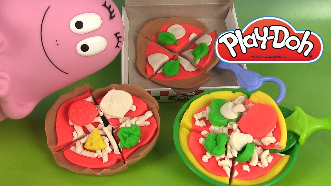 Play Doh Pizza Pâte à modeler Barbapapa Peppa Pig mangent de la pizza