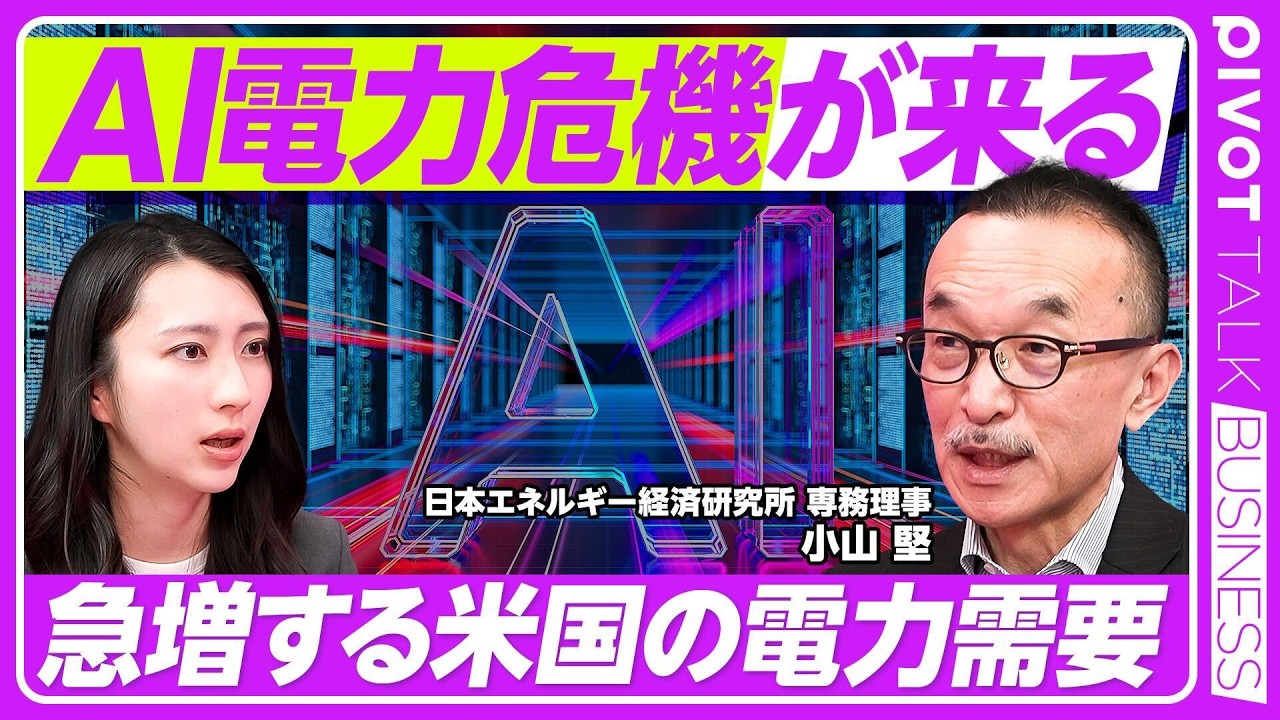 【AIで電力争奪戦？】米国で電力需要が急増／データセンターの膨大な消費電力／供給能力超える可能性／ビッグテックが原発に群がる／トランプ氏「掘って掘って掘りまくれ」の背景／エネルギー市場の激変を徹底解説