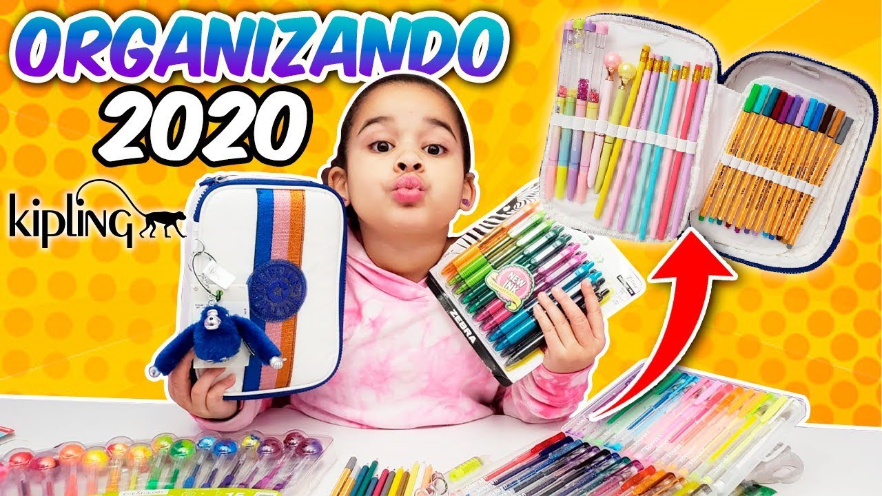 ORGANIZANDO MEU ESTOJO KIPLING 100 PENS MODELO 2020 / PRÉ MATERIAL ESCOLAR 2020