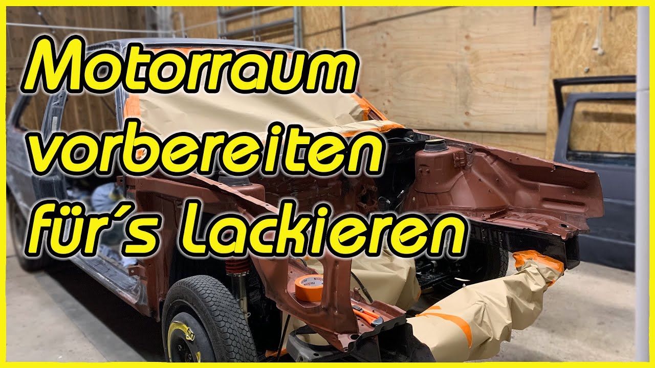 Motorraum wird vorbereitet fürs Lackieren. Golf 2 GTI Fire and Ice