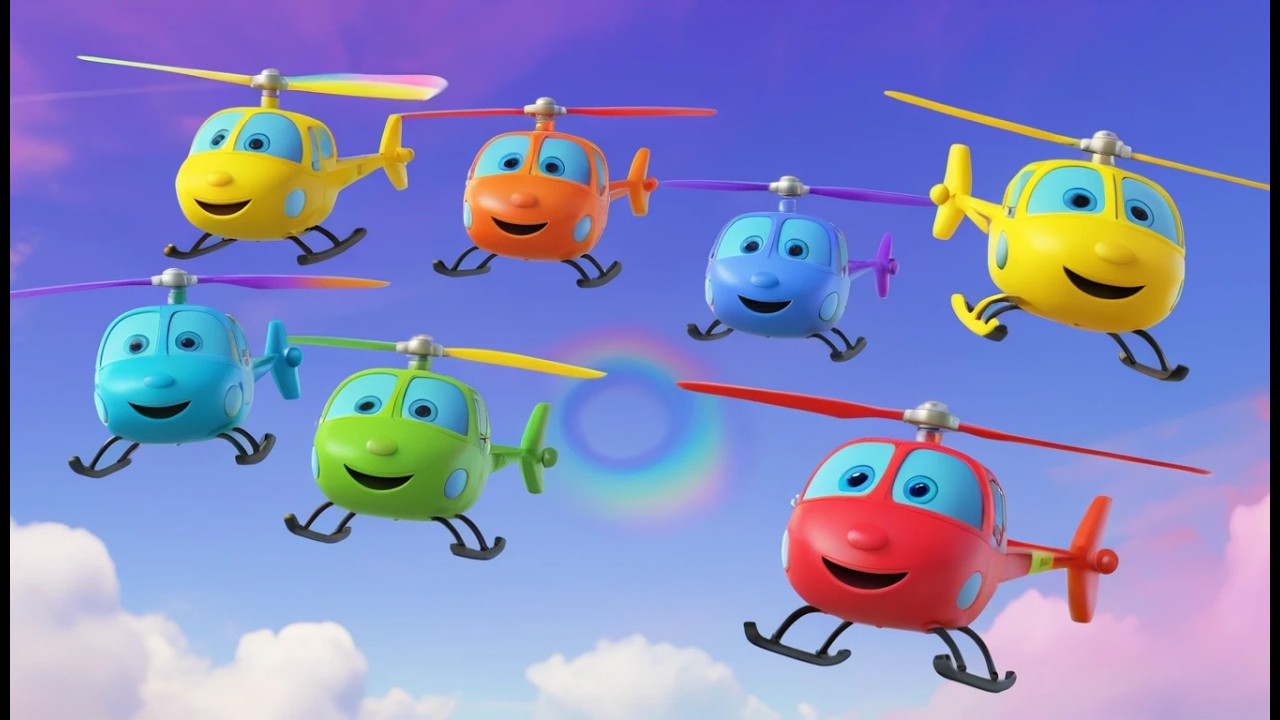 Cinco Pequeños Helicópteros de Juguete Whirly | Canciones de Vehículos y Rimas Infantiles