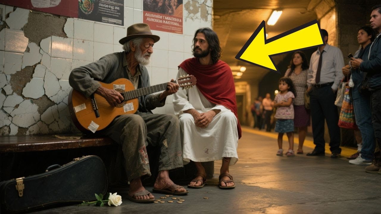 UN ANCIANO CIEGO QUE TOCABA LA GUITARRA EN EL METRO… DESCUBRIÓ QUE SU OYENTE ERA JESÚS