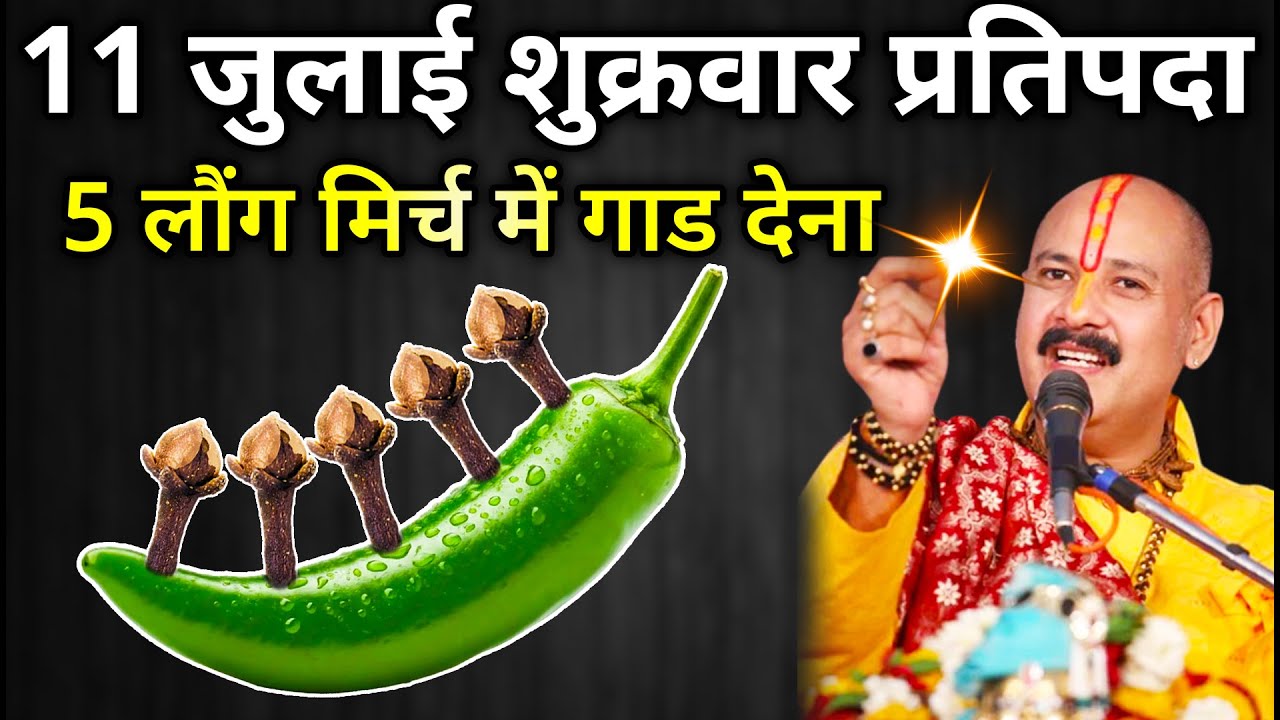 11 जुलाई शुक्रवार प्रतिपदा तिथि के दिन 5 लौंग 1 हरि मिर्च में गाढ़ देना | Pradeep Ji Mishra