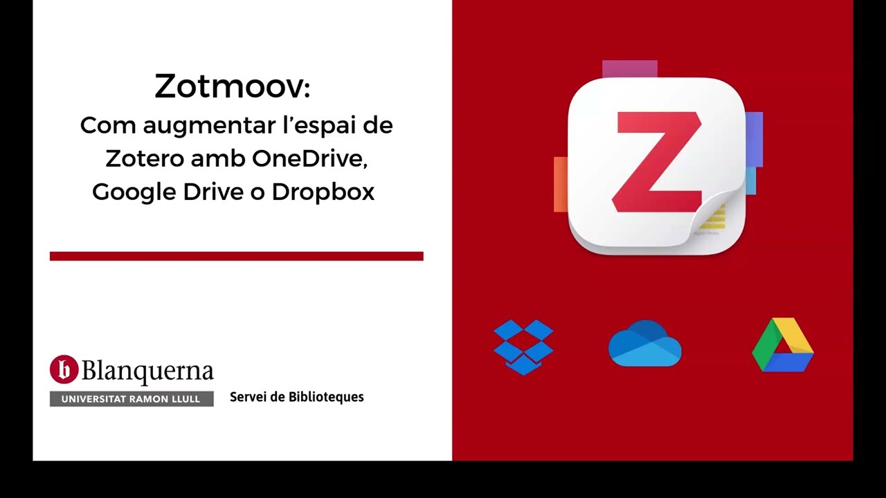Zotmoov: Com augmentar l’espai de Zotero amb OneDrive, Google Drive o Dropbox