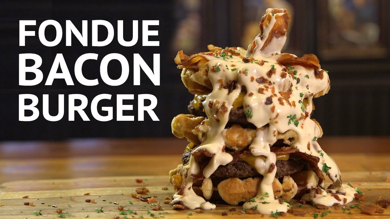 Fondue BACON Waffle Burger // Next Viral Food Trend