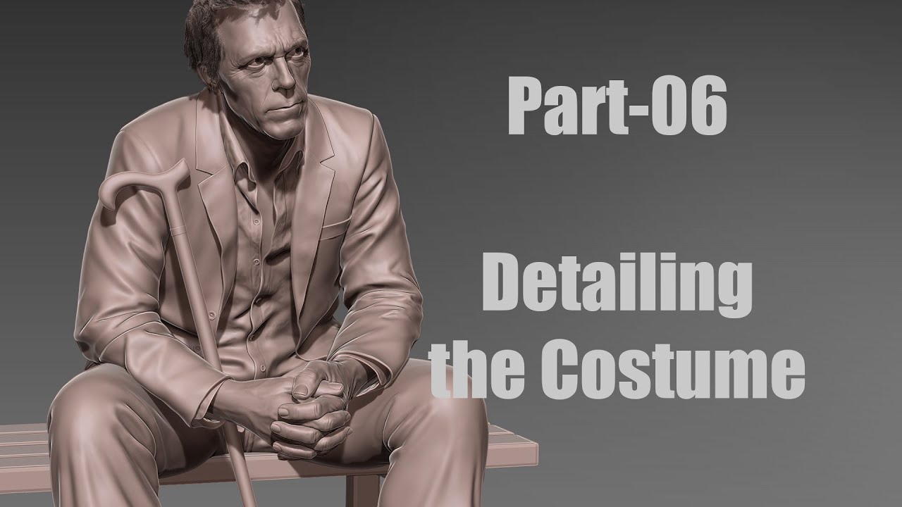 Portrait Study in ZBrush : Hugh Laurie - Part-06 - Costume refinement