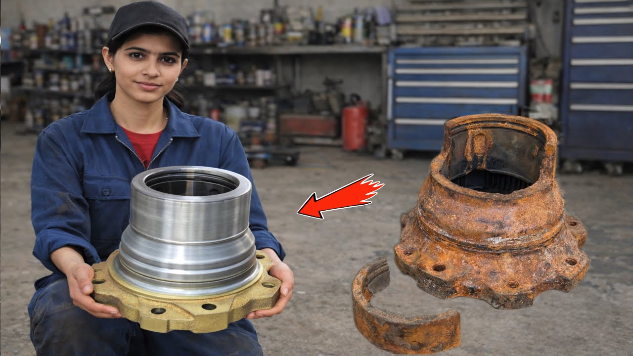 Completely Broken Heavy Duty Truck Wheel Hub Assembly Repairing in Workshop