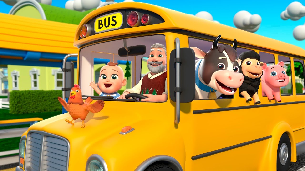 Wheels On The Bus (Farm Animals Version) | Almama Nursery Rhymes & Kids Songs