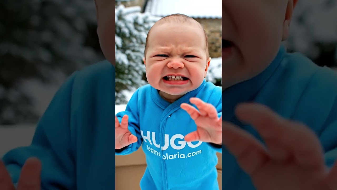 B&eacute;b&eacute; Hugo re&ccedil;oit des colis sous la neige et le verglas #teamsolaria #bebe #ia #hugo #drole
