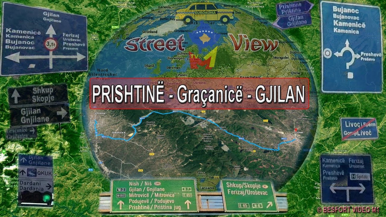 Rruga: Prishtine - Graçanicë - Gjilan (M1 Street View)