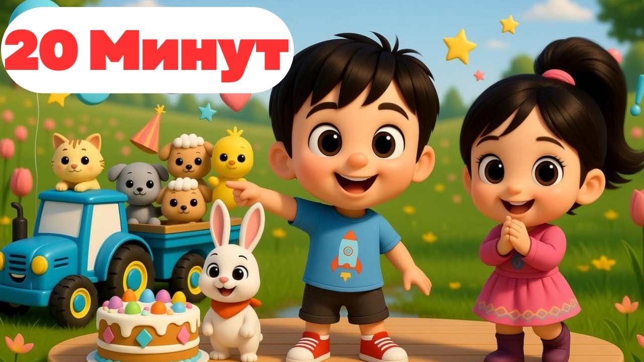 Күшті Балалар әндері | Қазақша Мультик | Жыл мезгілі, Көк трактор, Жануарлар, Пішіндер, Туған күн