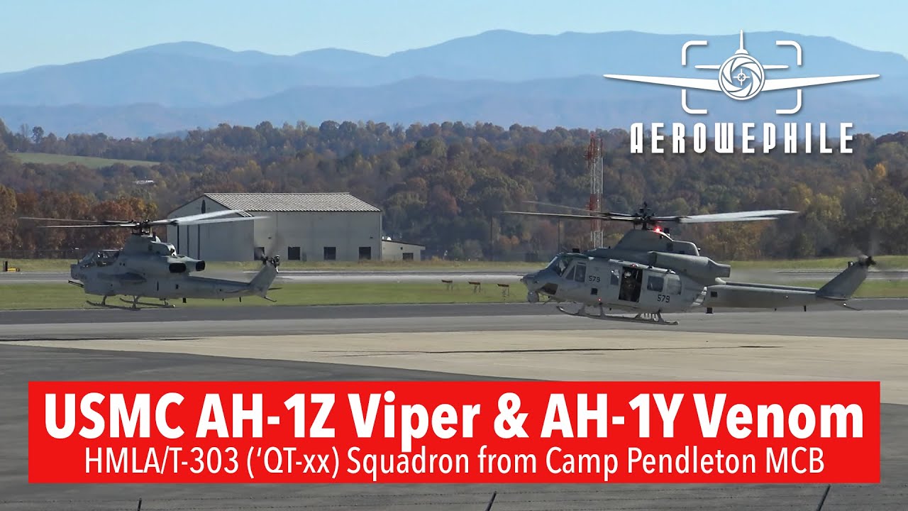 USMC Bell AH-1Z Cobra Viper and Bell UH-1Y Venom make a surprise visit to Tri-Cities Airport 04Nov25