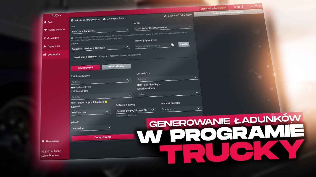 📦Jak tworzyć własne zlecenia w ETS2 programem Trucky🚚 / Wyświetlanie informacji ładunku na ekranie