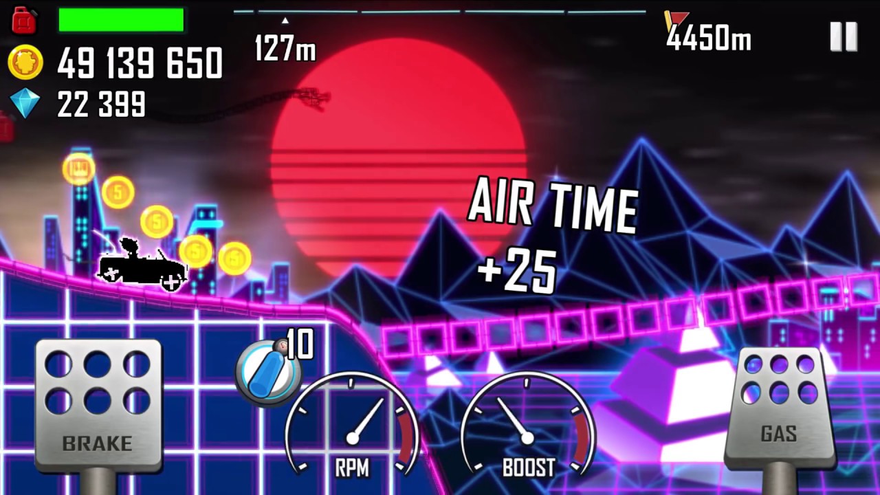 Hill Climb Racing Neon 4222m on Moonlander New Record