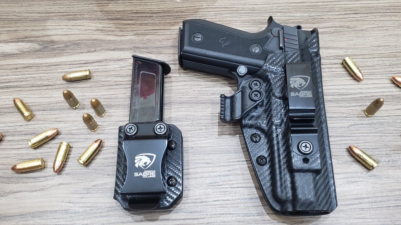 Pistola Taurus PT917c em porte velado com coldre de kydex da Sabre.