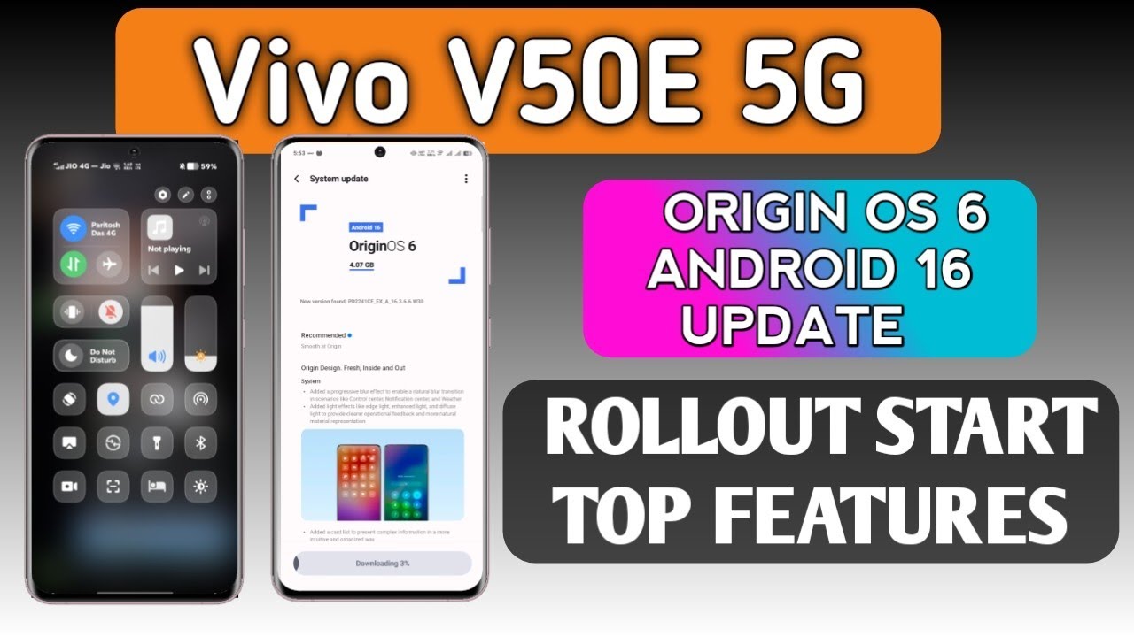 VIVO V50E 5G OFFICIAL ORIGIN OS 6 UPDATE RELEASED| TOP FEATURES|  VIVO V50E ANDROID 16 UPDATE 