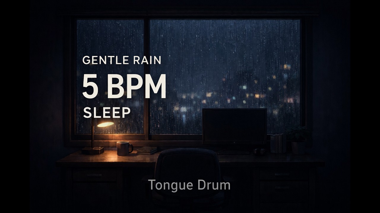 Gentle Rain & 5 BPM Slow Tongue Drum for Deep Sleep 🌙 Calm Night Sound