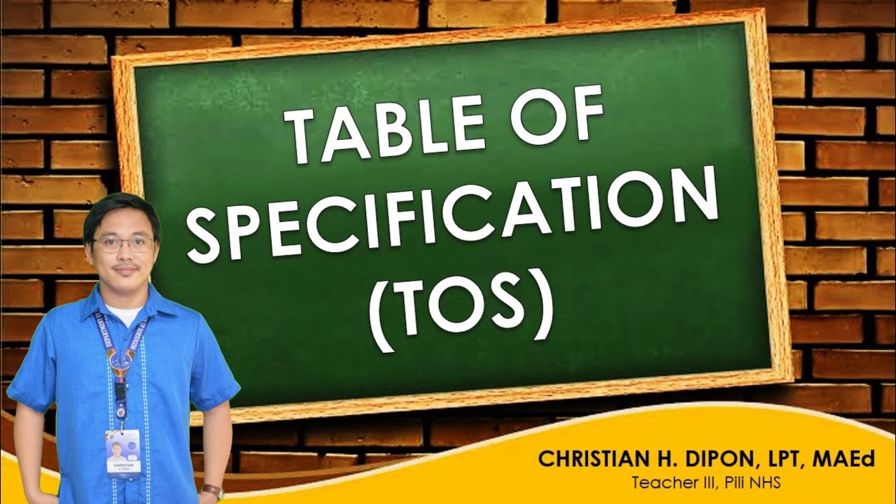 TABLE OF SPECIFICATION (TOS) | Definition, Importance, and Preparation | #TestBluePrint