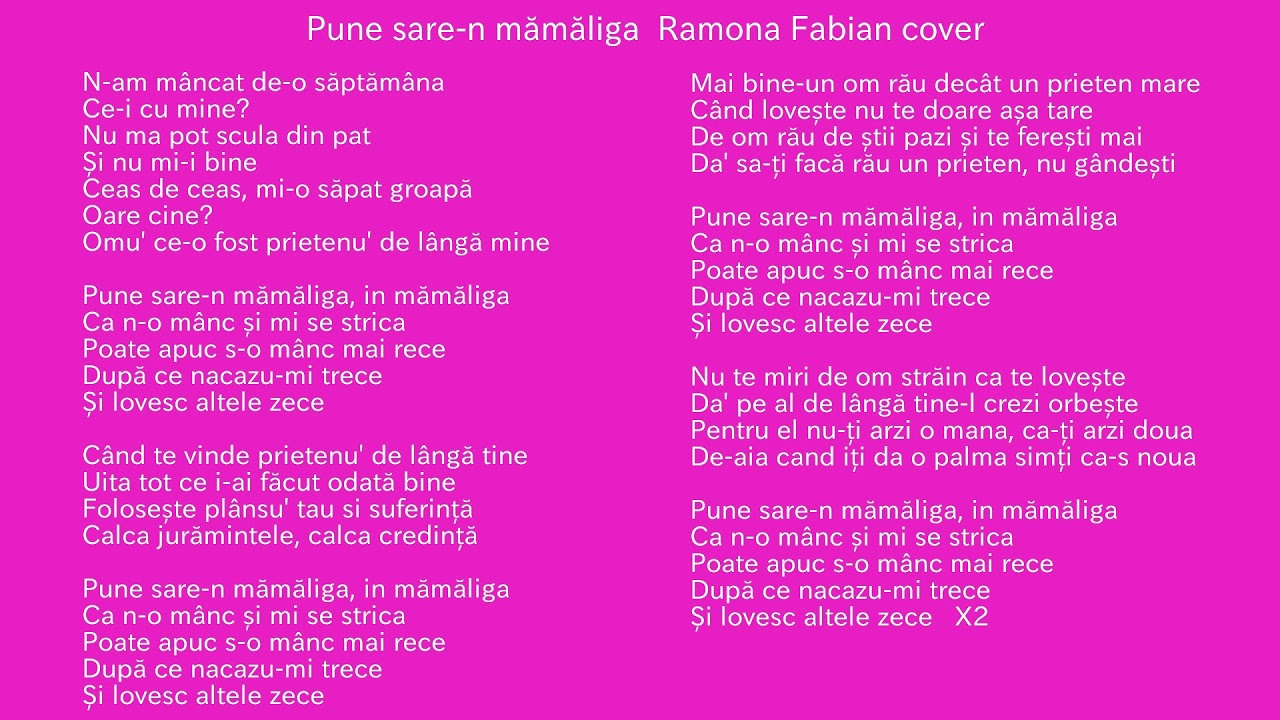 Pune sare-n mamaliga  -  karaoke