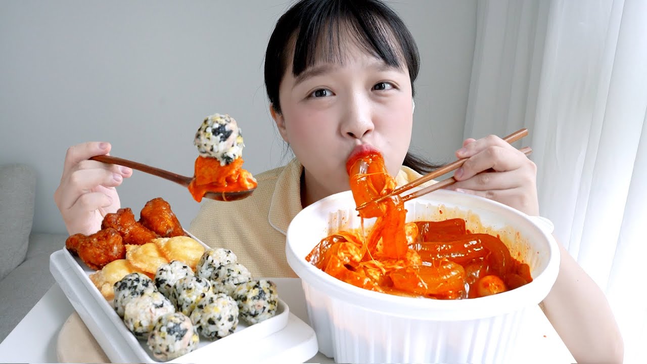 치즈추가 분모자 엽떡 먹방🔥결국 하게된 엽떡파티❤️‍🔥참치마요주먹밥,바삭치즈만두,엽봉까지! 엽기떡볶이 분모자 REALSOUND MUKBANG | tteokbokki :D