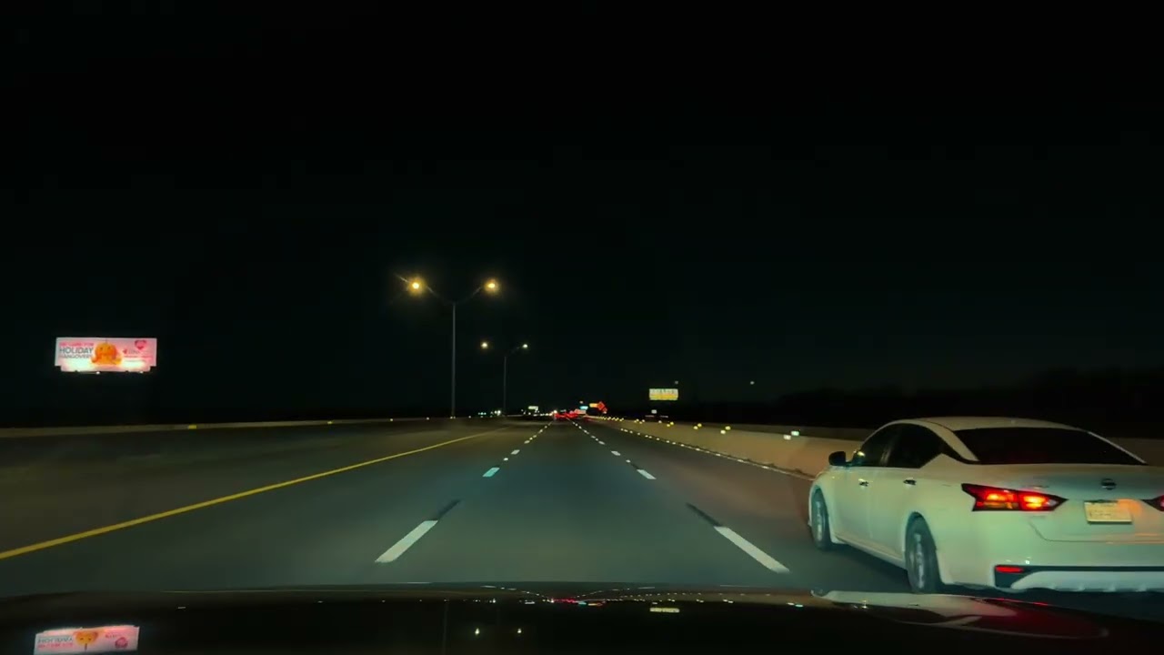 ASMR Highway Driving at Night (No Talking, No Music) Galveston → Houston