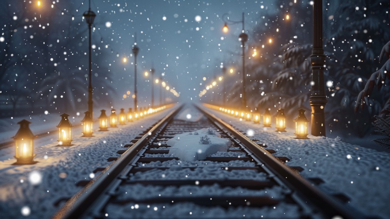 Snowy Train Night for Deep Sleep ❄️🚆 | Winter Railway Ambience (8 Hours)