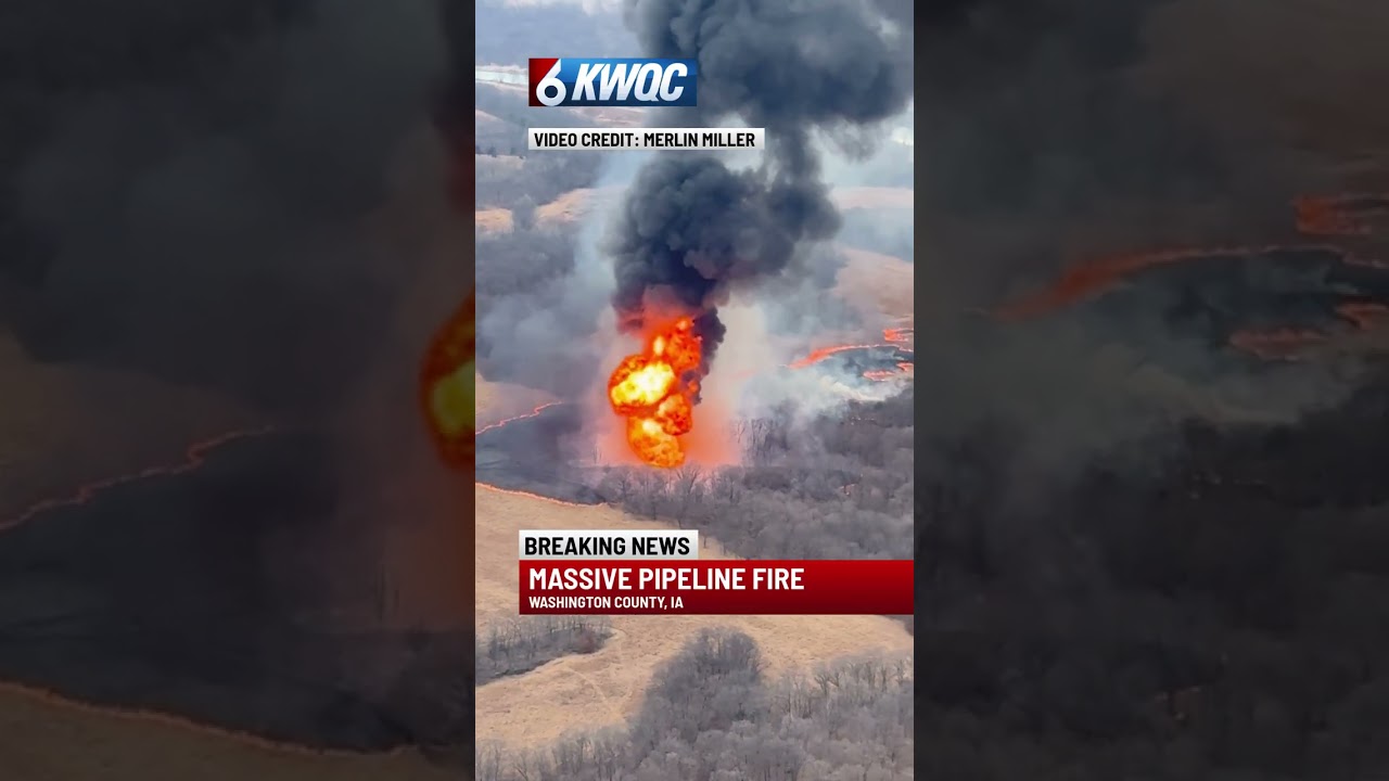 Massive pipeline fire in Washington County, Iowa