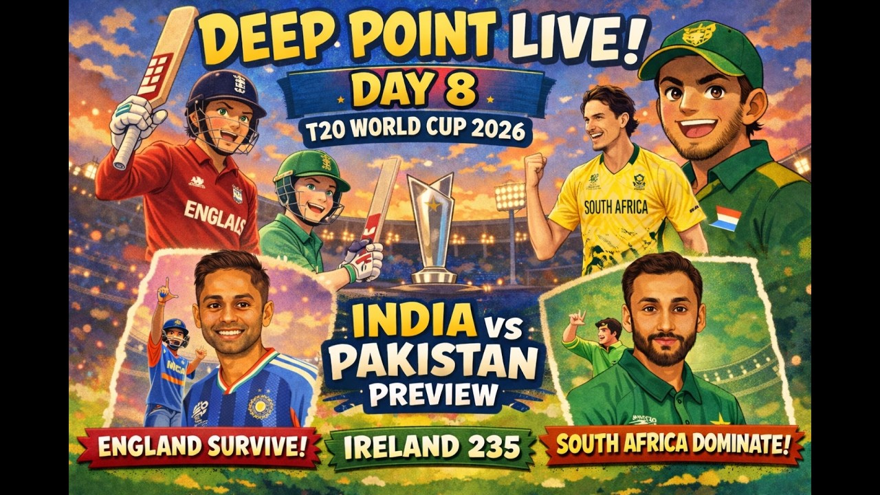 Deep Point Live: Day 8 T20 WC26| England Survive, Ireland 235 & SA Dominate | India vs Pak Preview