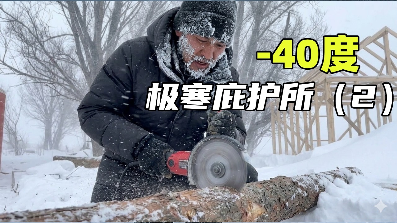 挑战零下40度修建极寒庇护所！庇护所修建到一半，采购取暖设备铁炉子和煤【小秃子旅行记】