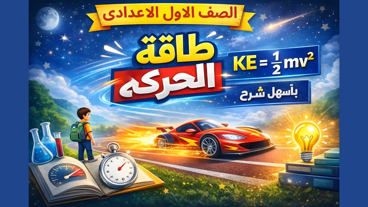 شرح درس طاقة الحركة – علوم الصف الأول الإعدادي – الترم الثاني 2026
