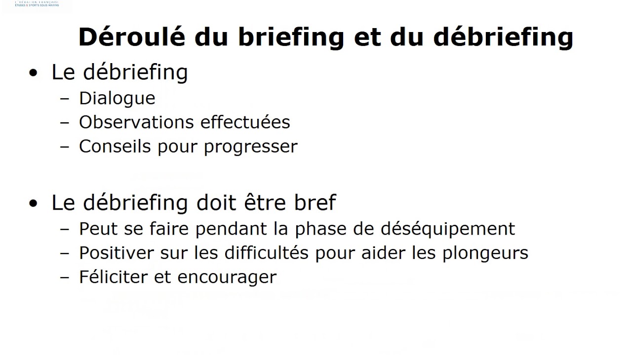 Plongeur N4 - Cours #4 - Briefing