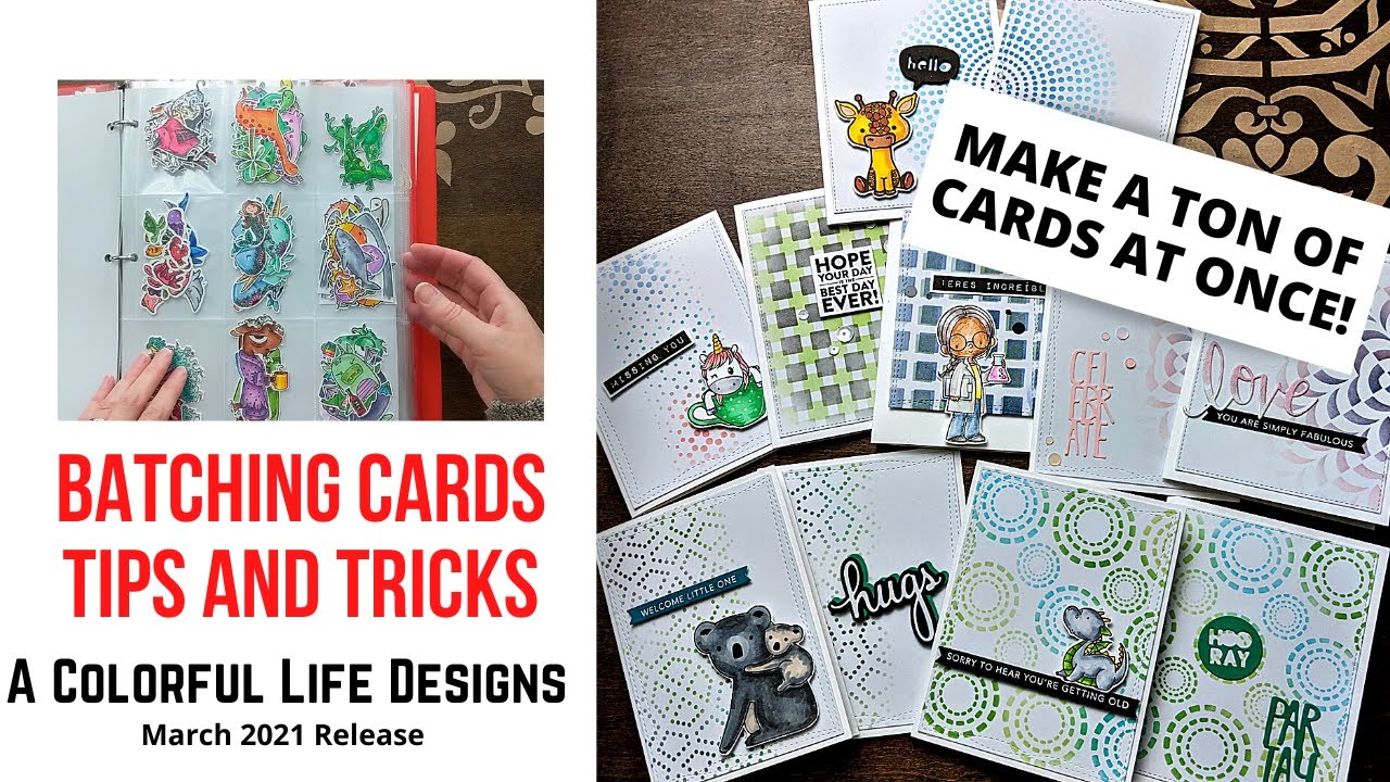 Quick Batching Cards - Make a ton of cards at once using stencils - Build up your crafty card stash!