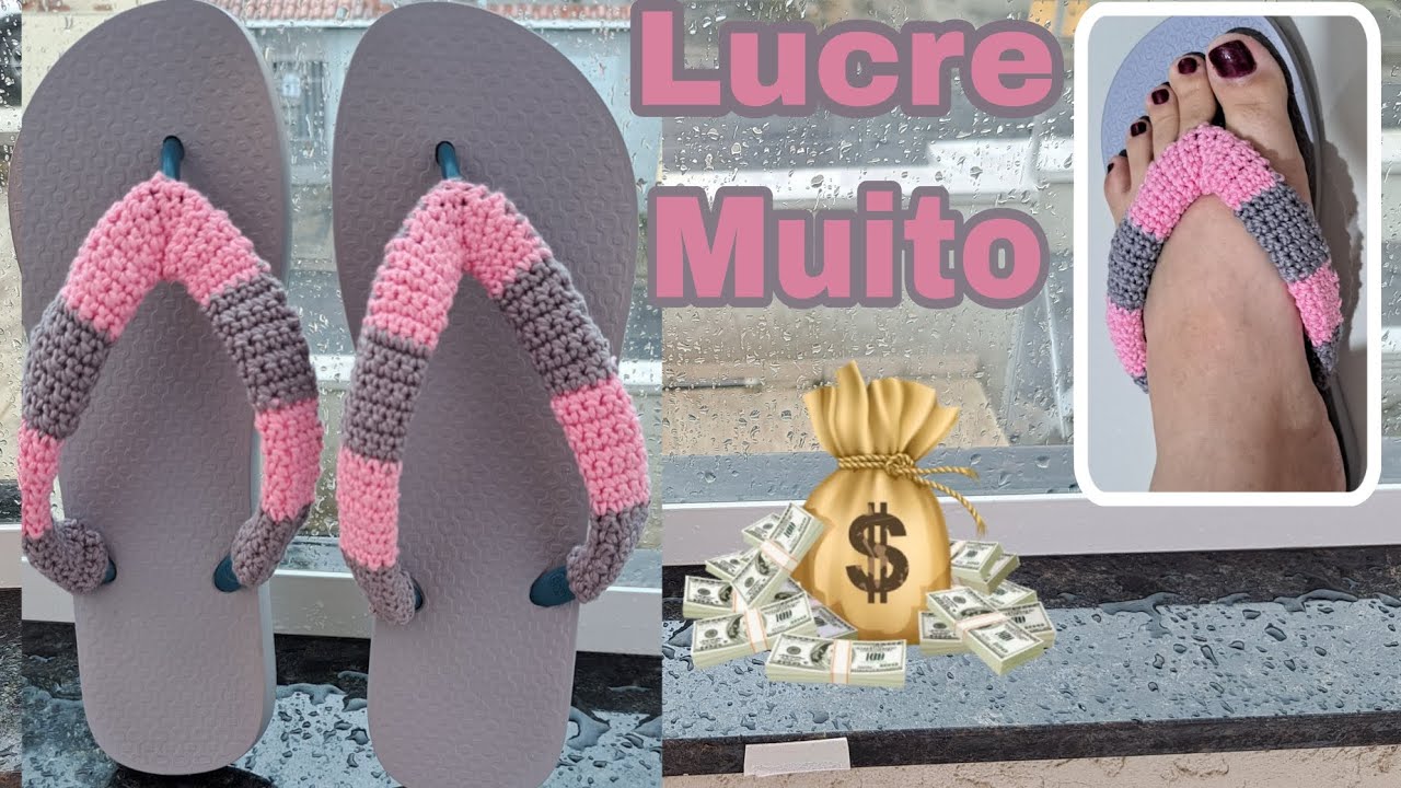 Chinelo customizado/Alça em crochê/Metodo de ensino também para iniciantes