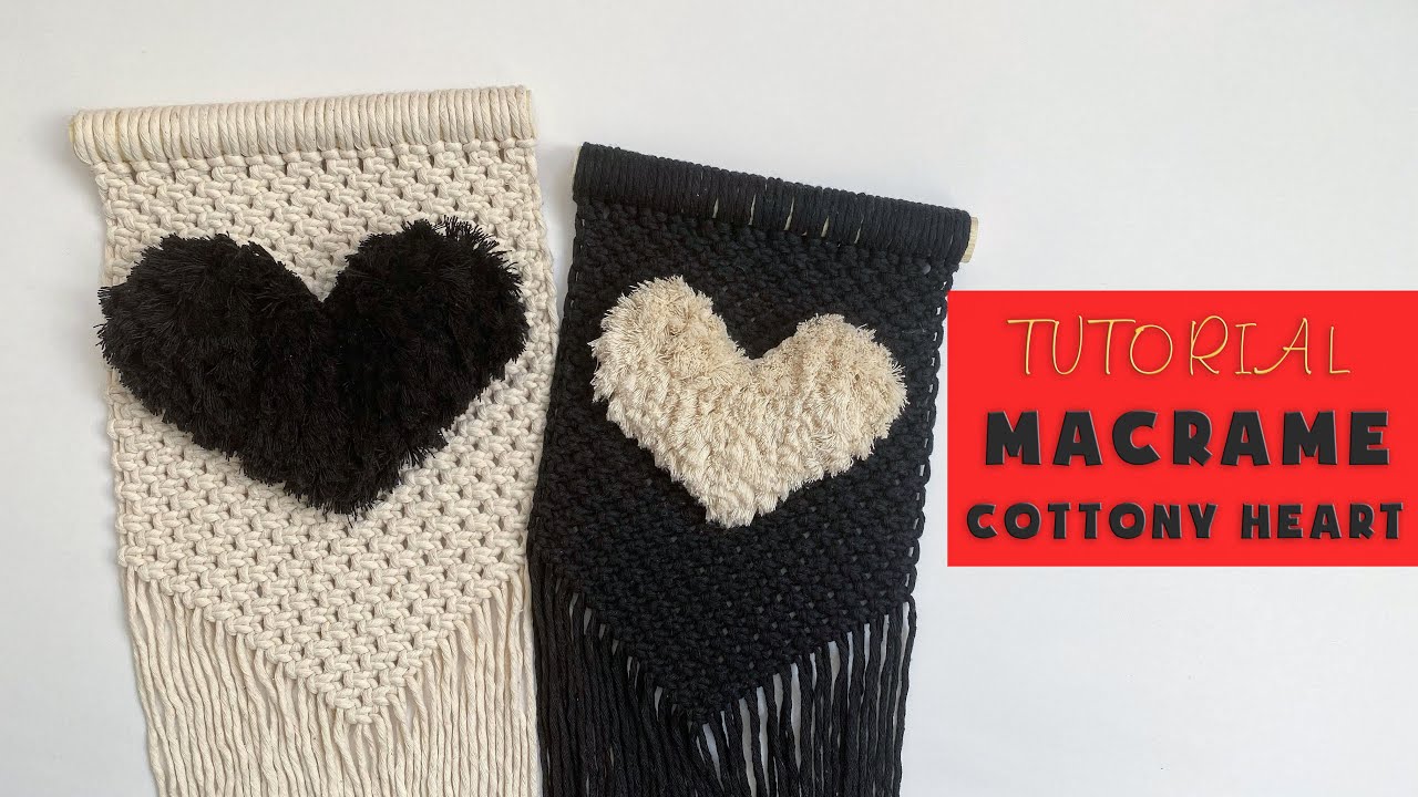 Macrame Wall Hanging Cottony Heart