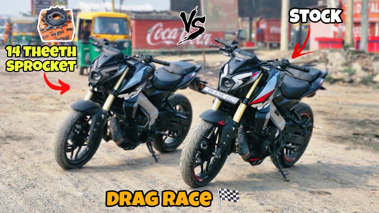 Pulsar Ns400 14 Teeth Sprocket Vs Pulsar Ns400 Stock Drag Race 😱 #ns400 #motovlog #race 